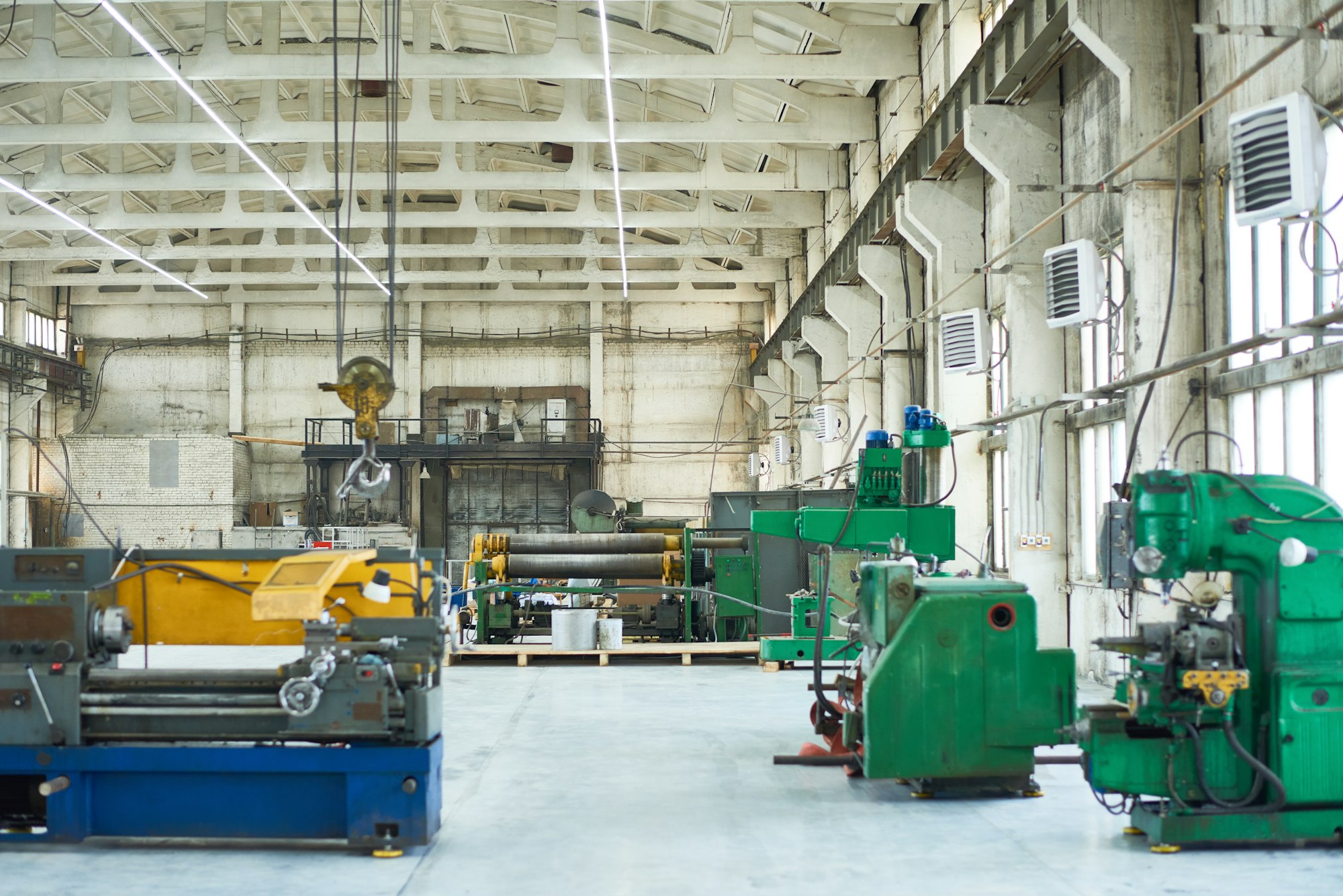 Modern industrial workshop with machines